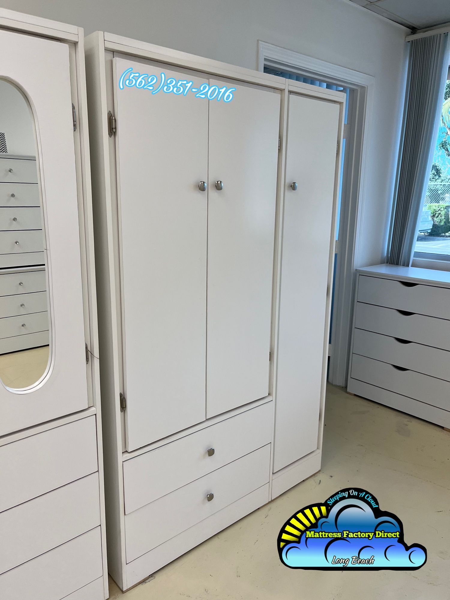 White XL Wardrobe Closet Ropero New Chest Dresser