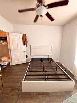 White Bed Frame with Headboard Queen size