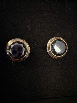 18k Cuff links gold with black stone