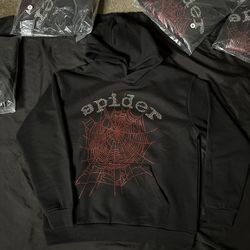 Spider Hoodie Red Rhinestone