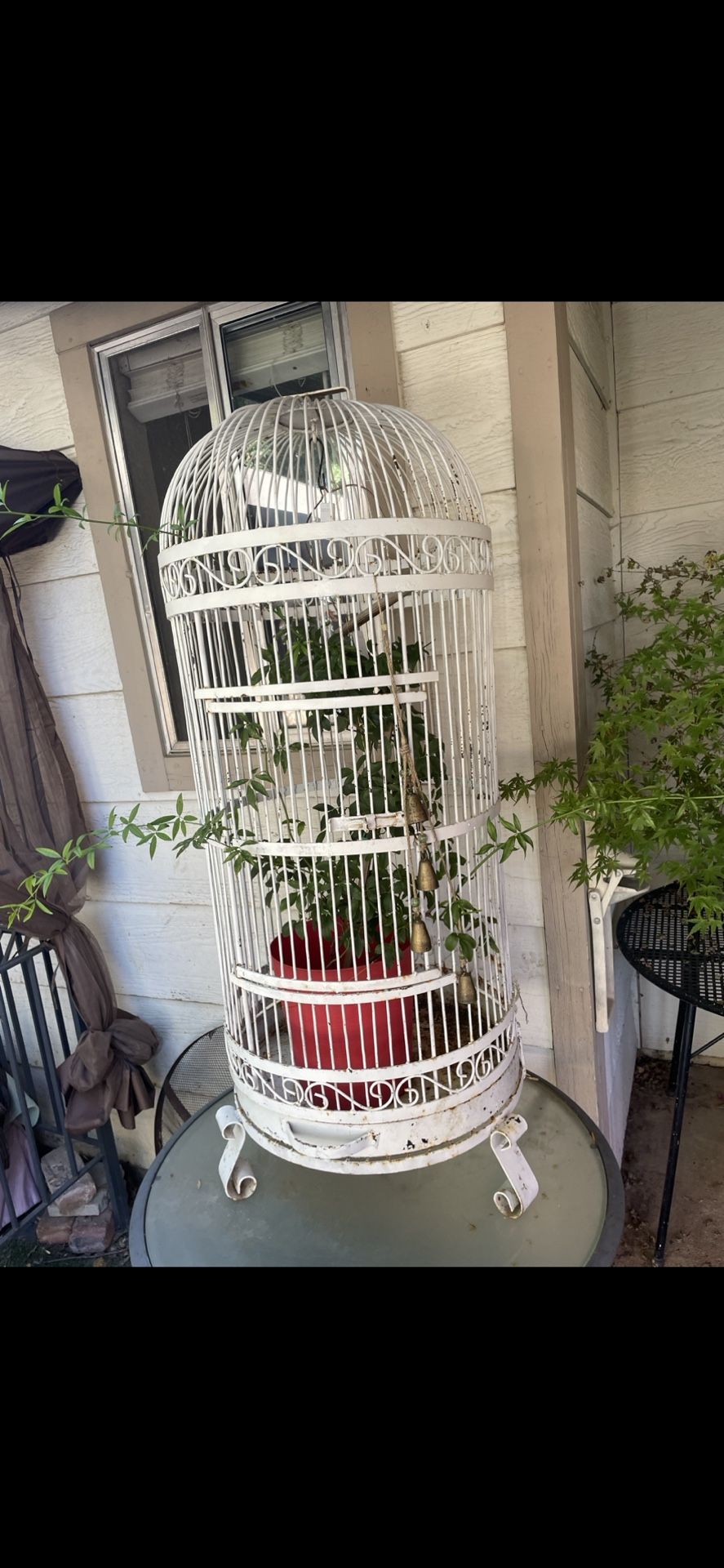 Vintage Wrought Iron Wire Metal Birdcage