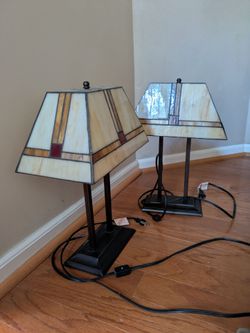Stained Glass Lamps. Frank Lloyd Wright Inspired. Beautiful Condition.