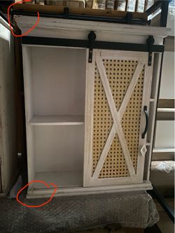 Sliding Door White Wood Wall Cabinet