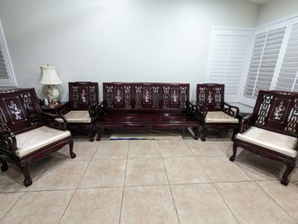 Asian Mother Of Pearl Cherrywood Living Room Chair Set $2500 Obo