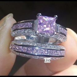 New 18k White Gold Wedding Ring Set 