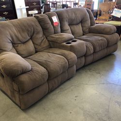 Dual Recliner Sofa Couch 8’6” Wide
