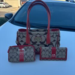 Coach Bag Set Wallet And Makeup Bag
