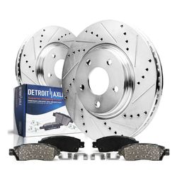 4pc Front Drilled Slotted Rotors and Ceramic Brake Pads Kit
