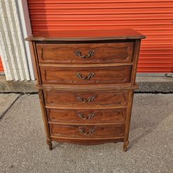 Vintage Solid Wood 5 Drawer Dresser Chest By Bassett