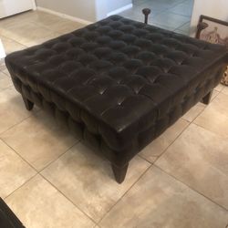 Large leather ottoman