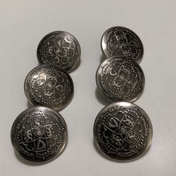 SIX Metal Southwest Native Silver Tone Buttons