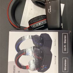 WallarGe Wireless Headphones for TV Watching with 5.8GHz RF Transmitter Charging Dock