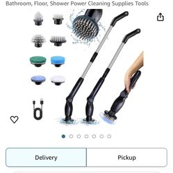 Powerful Electric Spin Scrubber, Luditek Rechargeable Cordless Extension Arm Cleaning Brush with Replaceable Heads for Tile Bathroom, Floor, Shower Po