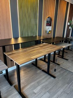 Electric Standing Desk with Wood Top