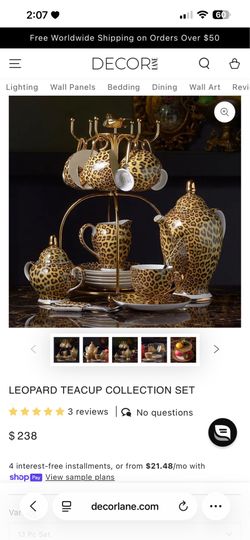 LEOPARD TEACUP COLLECTION SET