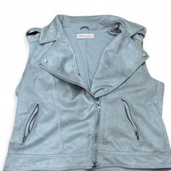 Philosophy Gray Faux Leather Moto Vest Women's L