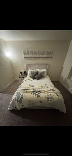 Shabby chic, Queen bed frame and mattress/memory foam topper