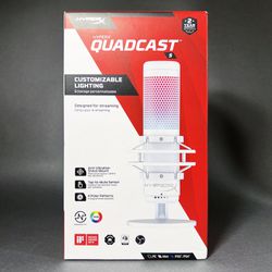 HyperX QuadCast S White RGB, Brand New, Wired USB Condenser Microphone for PC, PS4, PS5, Mac