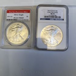 Two Silver Eagle 2010  and  Eagle 2014 (S(