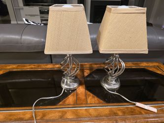 Modern Brushed Nickel Table Lamps (Pair)
