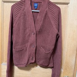 GAP Rust Ribbed Cardigan - Women’s Size Small