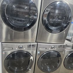 Lg Stainless Steel Washer And Dryer Set Electric Extra Large Capacity 30-day Warranty 