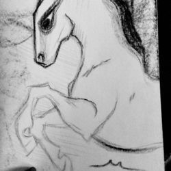 OIL PASTELS HORSE SKETCH MINIATURE 