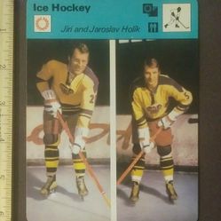 I979 Sportscaster Jiri Jaroslav Holik Brothers Ice Hockey Photo Large Over-sized Card HTF Collectible Vintage Italy
