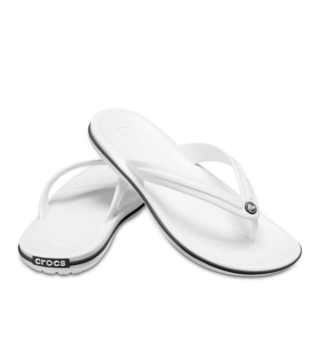 NWT Crocs Unisex Crocband Flip Flops Sandals White W9/M/7 Slides Shoes
