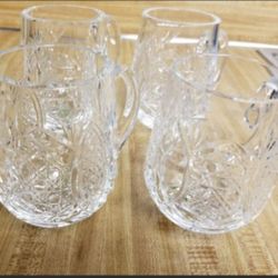 Vintage Waterford Crystal Tankard Mugs X 4