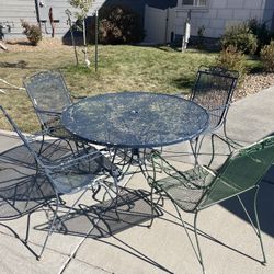 Antique Patio Table And 4 Chairs 
