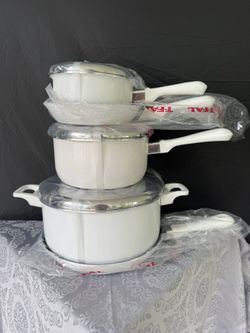 T-FAL: NEW, Cookware, WHITE, Ultrabase Series, 8pc set, 1980-90’s