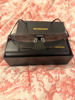 Balenciaga Black Aviator Sunglasses with Case