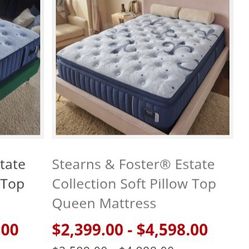 Stearns & Foster Collection Lux Soft Pillow Top Queen Mattress 