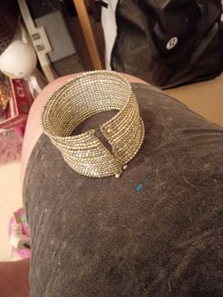 Silver-Tone Beaded Cuff Bracelet