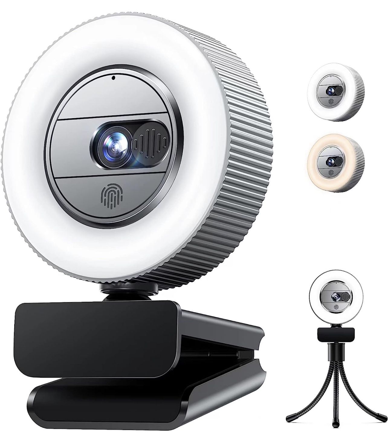 1080P FHD Webcam with Sony Sensor and Built-in Ring Light