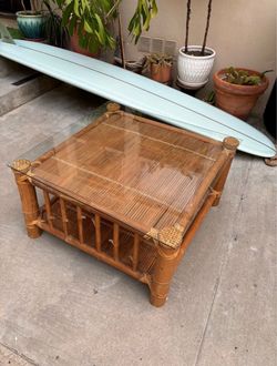vintage bamboo rattan coffee table