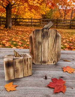 Pumpkins - Wooden Set of 2