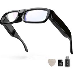 2K Camera Glasses, Glasses with Camera for Hands-Free Recording, First-Person View Smart Glasses, No App Needed with 64GB SD Card for Travel, Outdoor 
