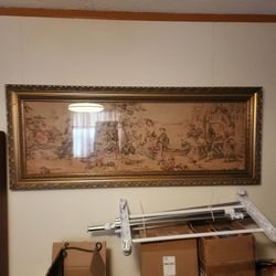 Vintage French framed needlework tapestry (set of 4)