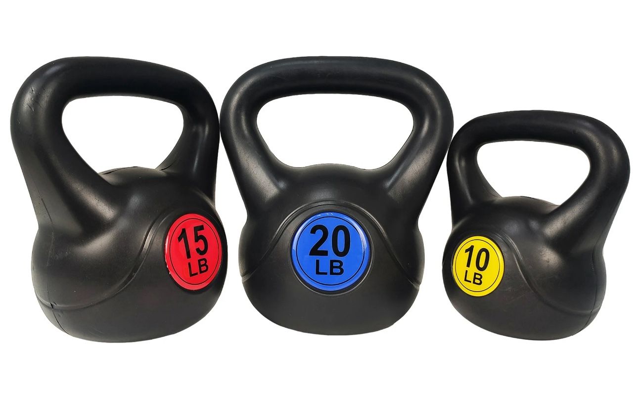 BalanceFrom Wide Grip Kettlebell Exercise Fitness Weight Set, 3-Pieces: 10lb, 15lb and 20lb Kettlebells