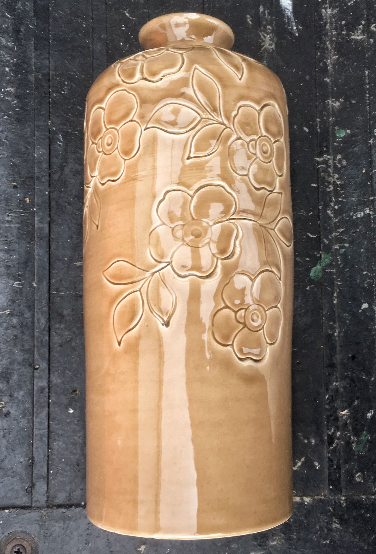 Bitossi Raymor signed mid century art pottery floral vase w/ glaze rim nick Made In Italy