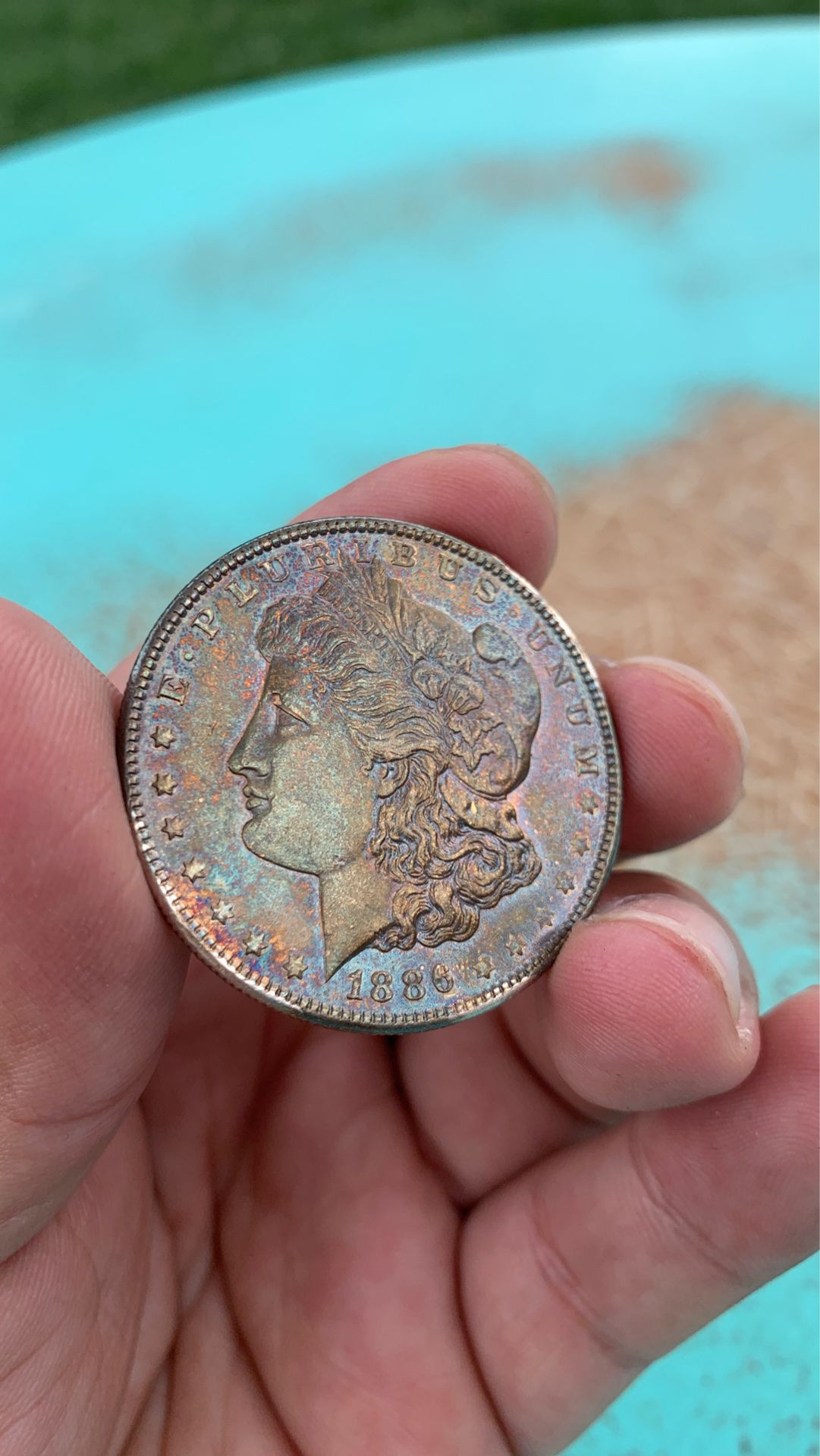 Morgan silver dollar 1886 -p Uncirculated beautiful rainbow 🌈 tone