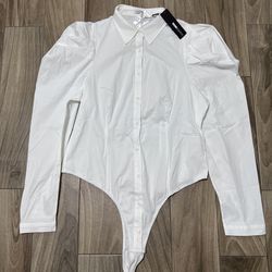 fashion nova white cashin out poplin bodysuit Size 2X