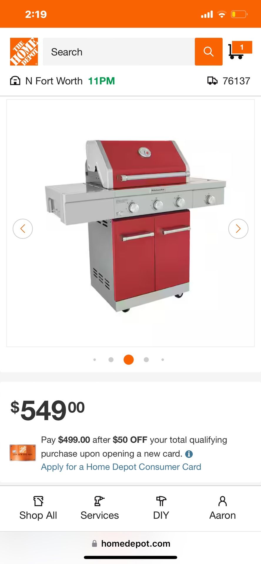 New In Box kitchen Aid Grill Red