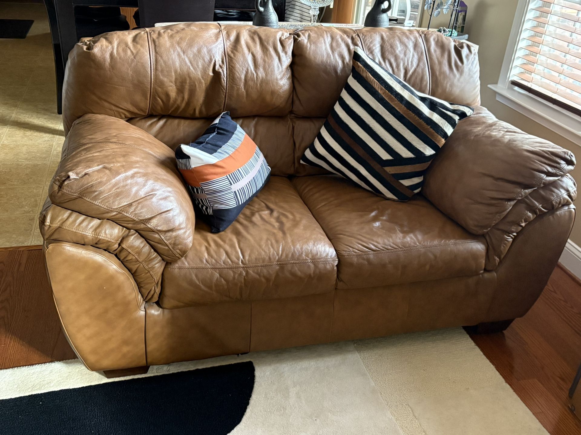 Cognac Leather Loveseat