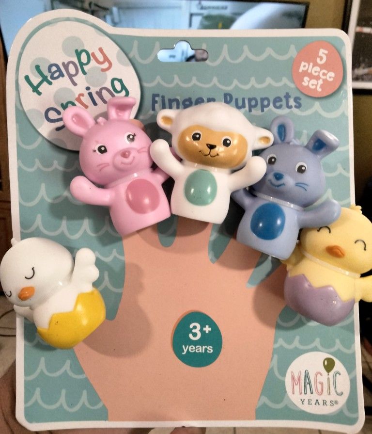 Magic Years Happy Spring Easter Bath Finger Puppets 5 pc Animal Set 3+yrs 