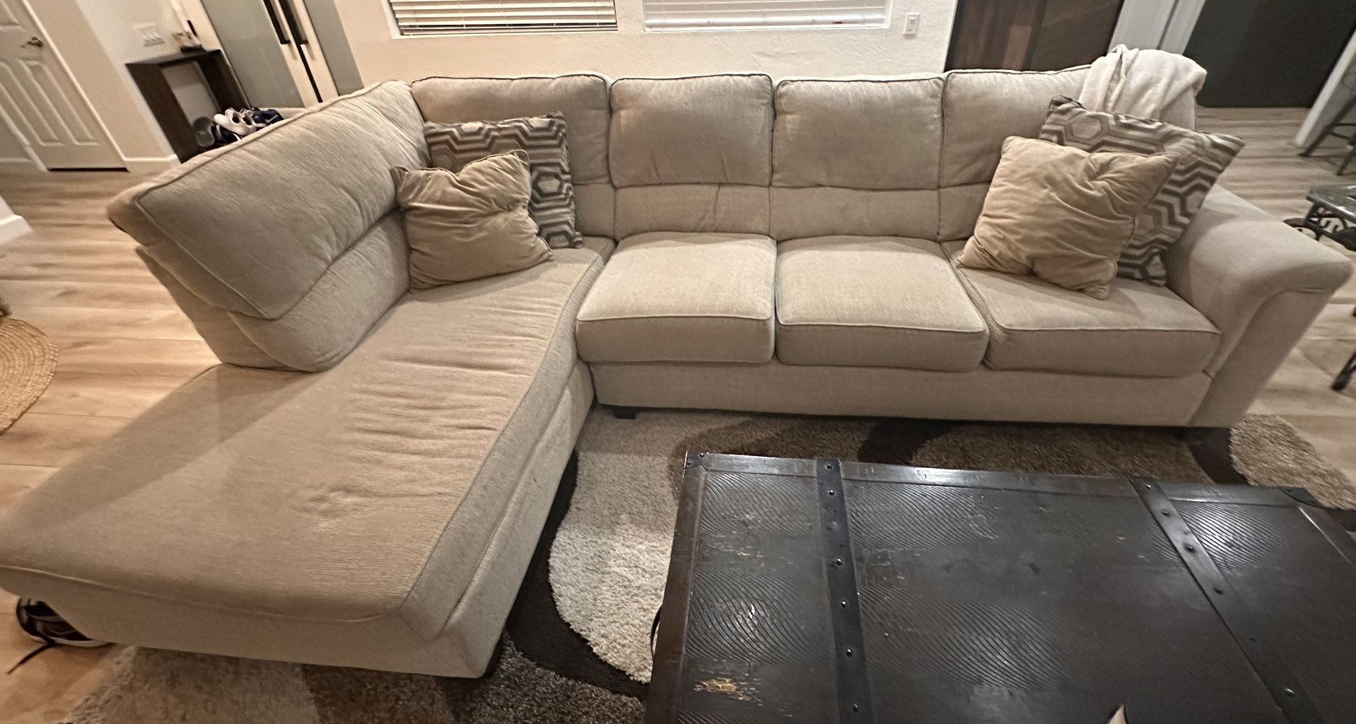 Calvin 2-Piece Almond Beige Left Arm Facing Sectional – Gently Used