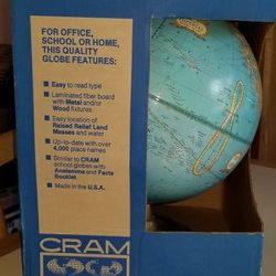 NEW IN BOX THE GEORGE F.  CRAM COMPANY 12" WORLD GLOBE.  PICK UP MIDDLEBORO ONLY FINAL SALE 