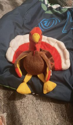 TY Beanie Baby – RARE GOBBLES the Turkey 1996 Retired DOUBLE WADDLE w Tag Errors Thumbnail